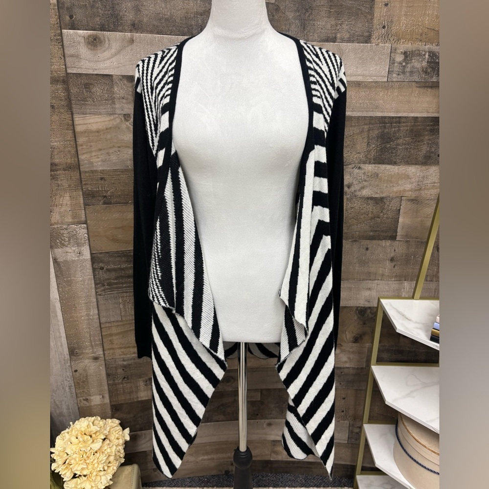 Material Girl Black and White Striped Cardigan